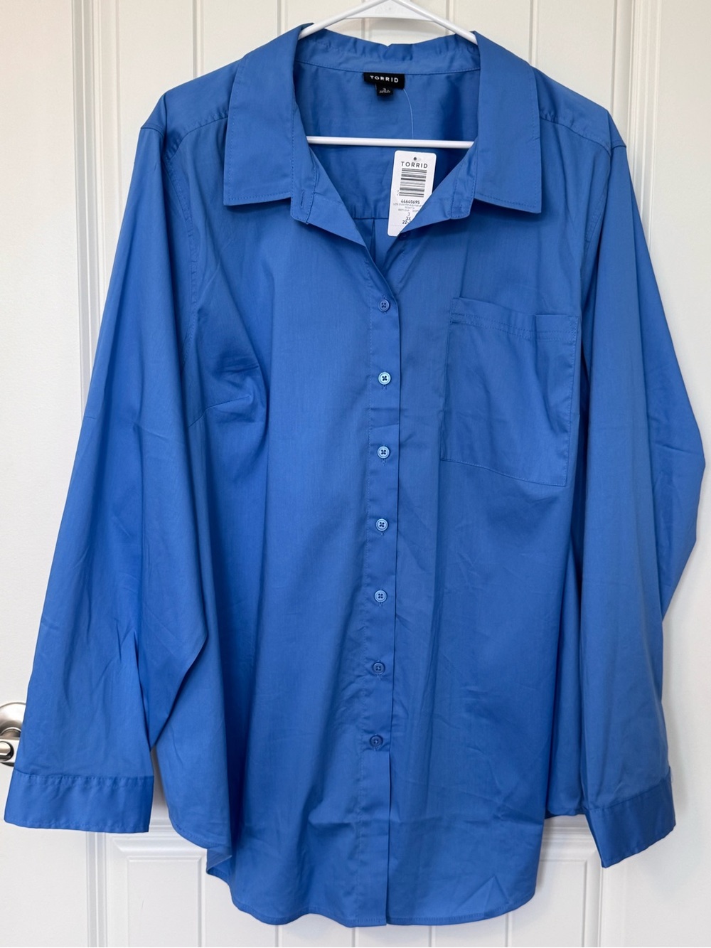 Torrid Lizzie Studio Poplin Button‎ Up Shirt Blue 3X NWT